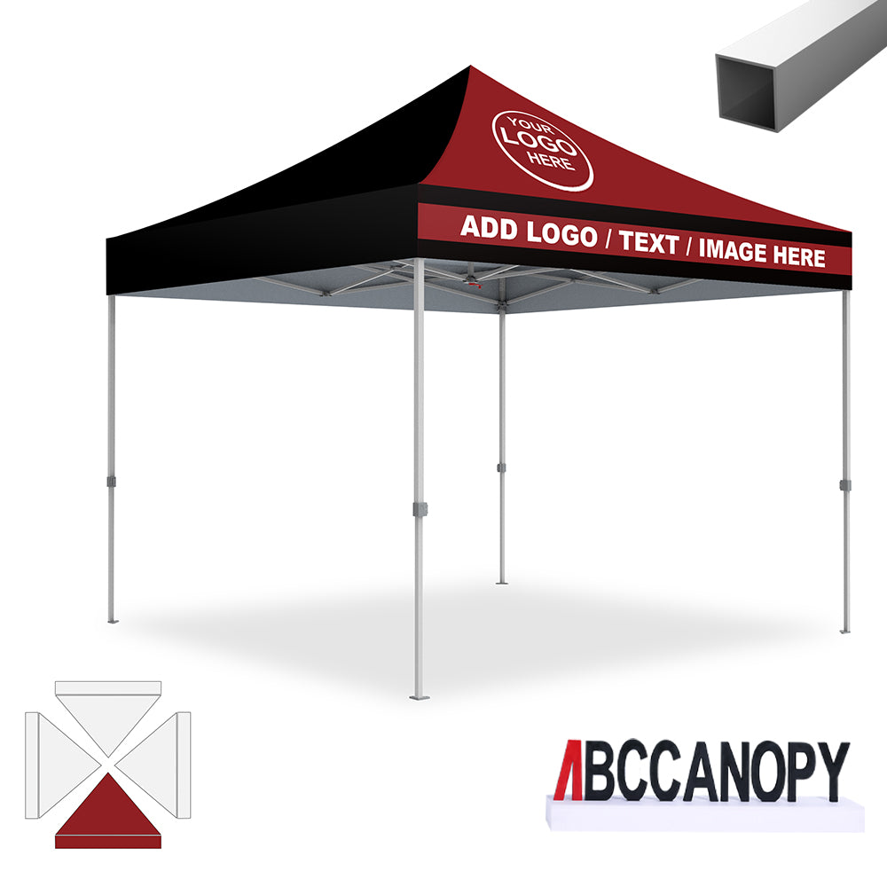 ABCCANOPY 名入りテント カスタム印刷対応 名入れ 大型テント 2.5mx2.5m/3mx3m 6-8 人用 ワンタッチ設営 高耐久スチールフレーム 耐風・遮光・防水 キャンプ / イベント / 店舗用 収納バッグ付き 3M