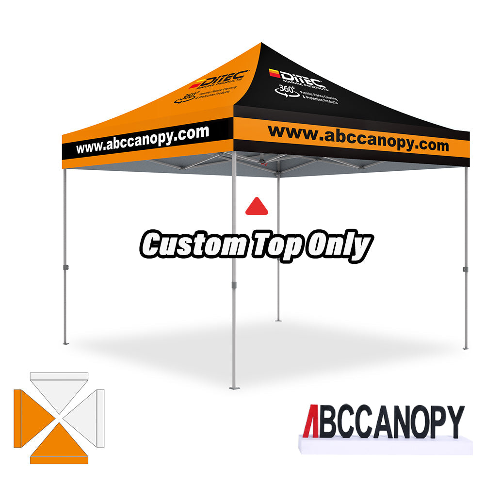 【名入りテント】ABCCANOPY ワンタッチタープテント2.5m/3m カスタムプリント テント UVカット 遮光 耐水加工 大型 簡易テント組立て簡単 持ち運び便利 【ロゴ・画像・イベント名等印刷可能】イベント・マーケット・学校・記念品(卒業/退団/優勝等)・寄贈用 カスタム大型テント 高品質防水 屋外用 【6ヶ月保証】2.5m 3m(屋根シートのみ)