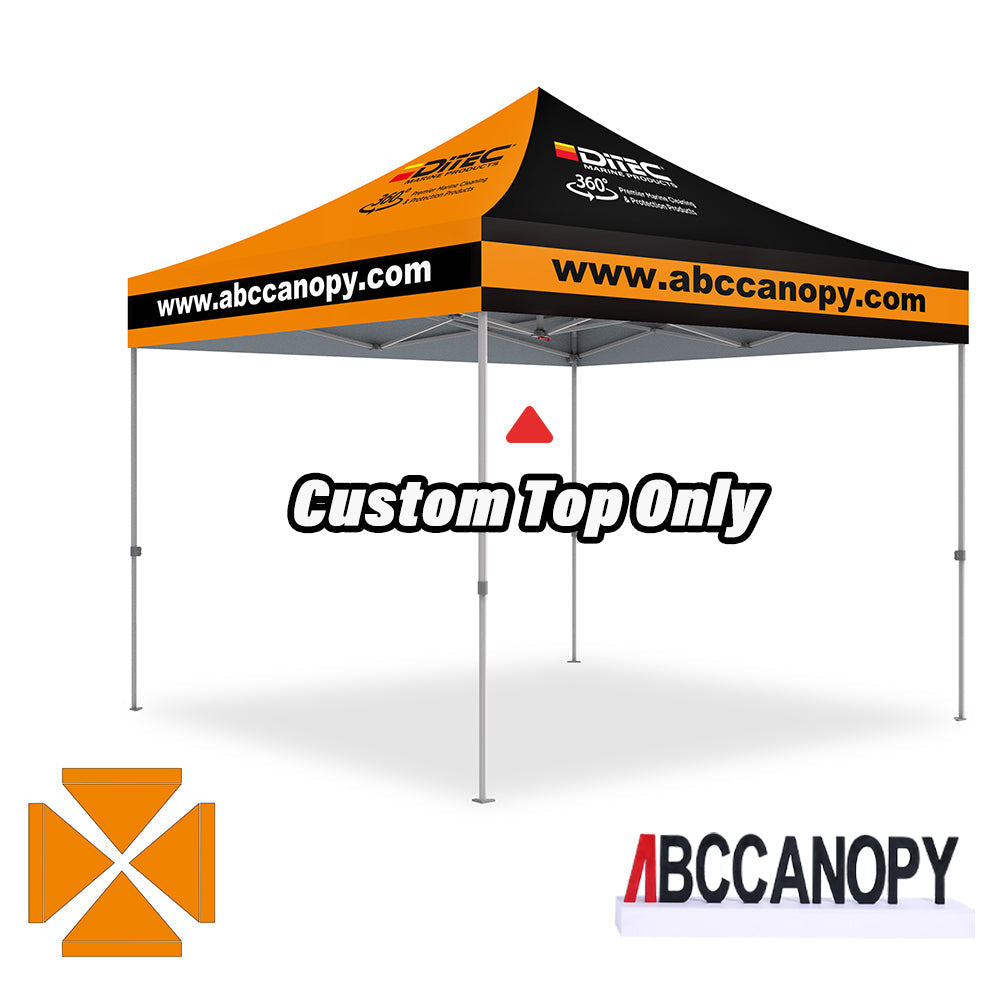 【名入りテント】ABCCANOPY ワンタッチタープテント2.5m/3m カスタムプリント テント UVカット 遮光 耐水加工 大型 簡易テント組立て簡単 持ち運び便利 【ロゴ・画像・イベント名等印刷可能】イベント・マーケット・学校・記念品(卒業/退団/優勝等)・寄贈用 カスタム大型テント 高品質防水 屋外用 【6ヶ月保証】2.5m 3m(屋根シートのみ)