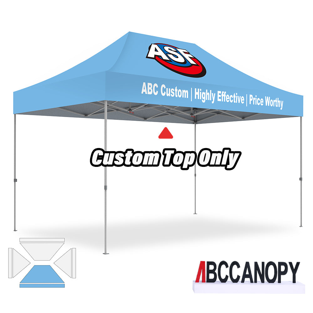【名入りテント】ABCCANOPY ワンタッチタープテント2.5m/3m カスタムプリント テント UVカット 遮光 耐水加工 大型 簡易テント組立て簡単 持ち運び便利 【ロゴ・画像・イベント名等印刷可能】イベント・マーケット・学校・記念品(卒業/退団/優勝等)・寄贈用 カスタム大型テント 高品質防水 屋外用 【6ヶ月保証】2.5m 3m(屋根シートのみ)