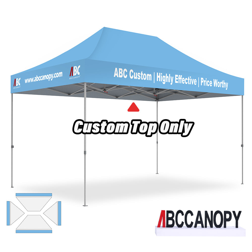 【名入りテント】ABCCANOPY ワンタッチタープテント2.5m/3m カスタムプリント テント UVカット 遮光 耐水加工 大型 簡易テント組立て簡単 持ち運び便利 【ロゴ・画像・イベント名等印刷可能】イベント・マーケット・学校・記念品(卒業/退団/優勝等)・寄贈用 カスタム大型テント 高品質防水 屋外用 【6ヶ月保証】2.5m 3m(屋根シートのみ)