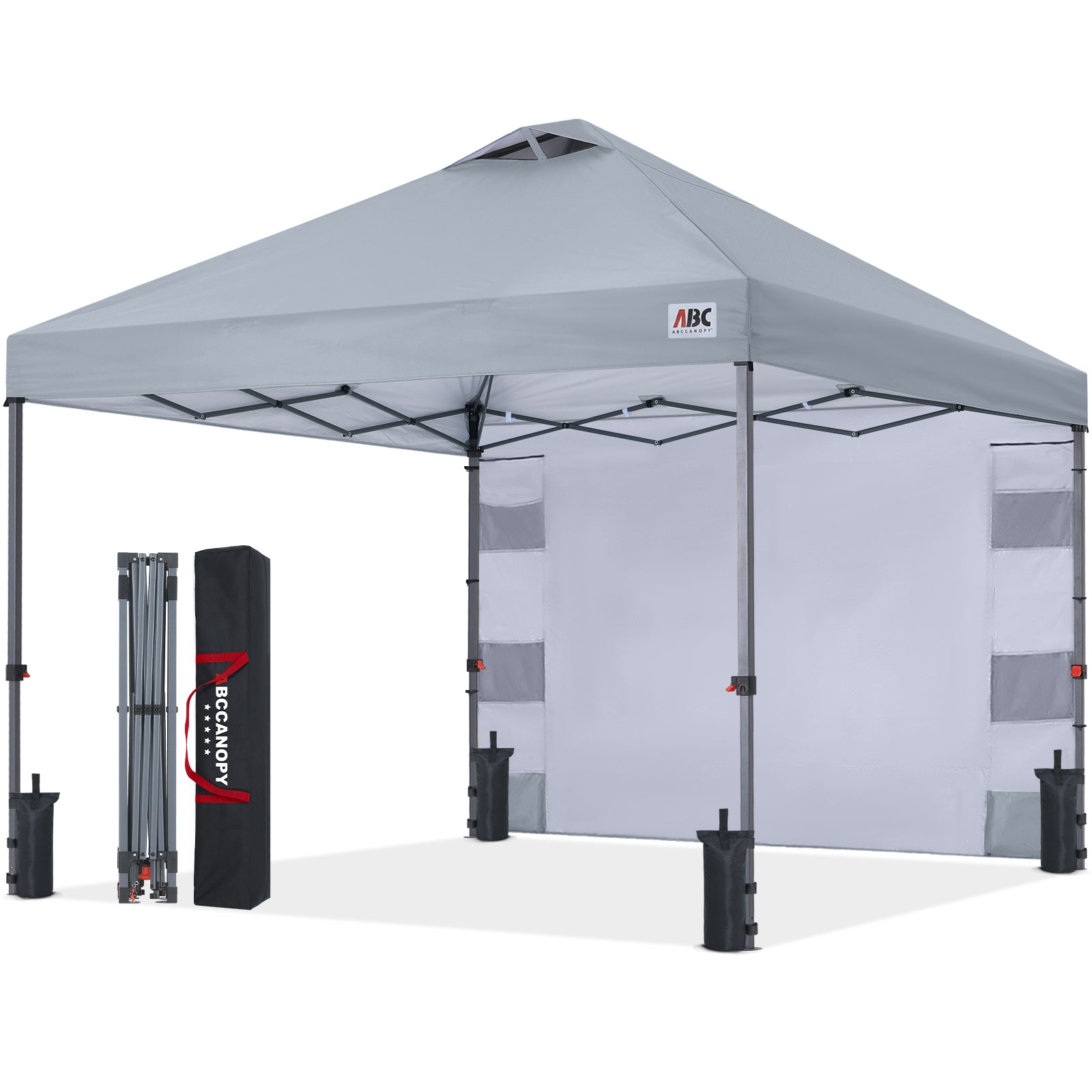 ABCCANOPY ワンタッチ タープテント 3m×3m 2m×2m 組み立て簡単 大型 センターロック 風抜けベンチレーション スチールフレーム 4段階調節 ボタン式 UVカット遮熱シルバーコーティング センターロック 収納バッグ・ペグ・ロープ・砂袋4個付 組み立て簡単 耐水加工 遮光 夏 日除け キャンプ アウトドア イベント 運動会用 豊富なカラーバリエーション