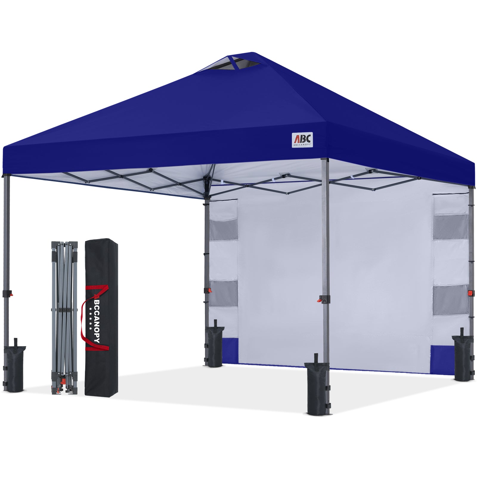 ABCCANOPY ワンタッチ タープテント 3m×3m 2m×2m 組み立て簡単 大型 センターロック 風抜けベンチレーション スチールフレーム 4段階調節 ボタン式 UVカット遮熱シルバーコーティング センターロック 収納バッグ・ペグ・ロープ・砂袋4個付 組み立て簡単 耐水加工 遮光 夏 日除け キャンプ アウトドア イベント 運動会用 豊富なカラーバリエーション