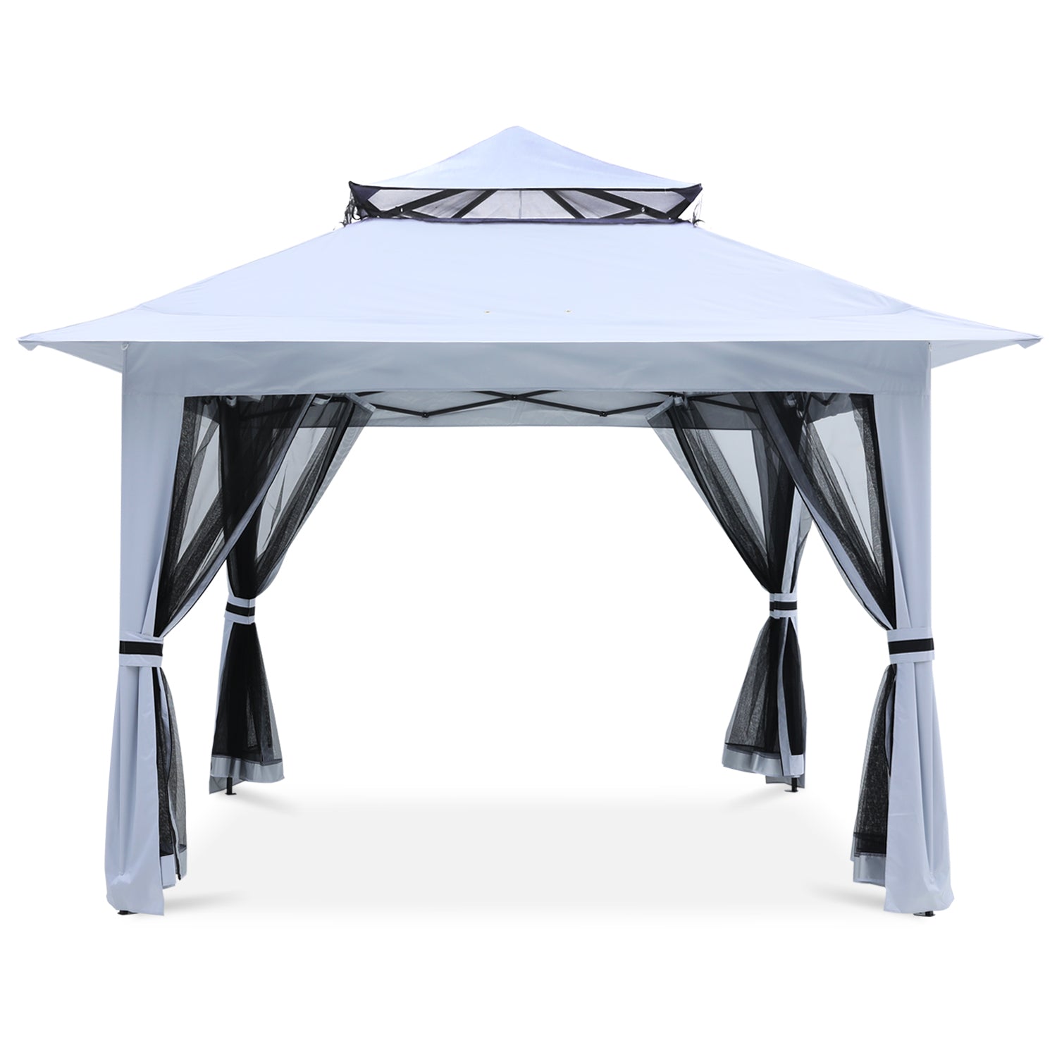 ABCCANOPY タープテント 大型 3m×3m|ワンタッチガーデンテント 8-10人用 蚊帳付き メッシュスクリーン 防虫テント UVカット 撥水・耐水 庭 日除け 虫除け対策 3段階調節 カ一キ