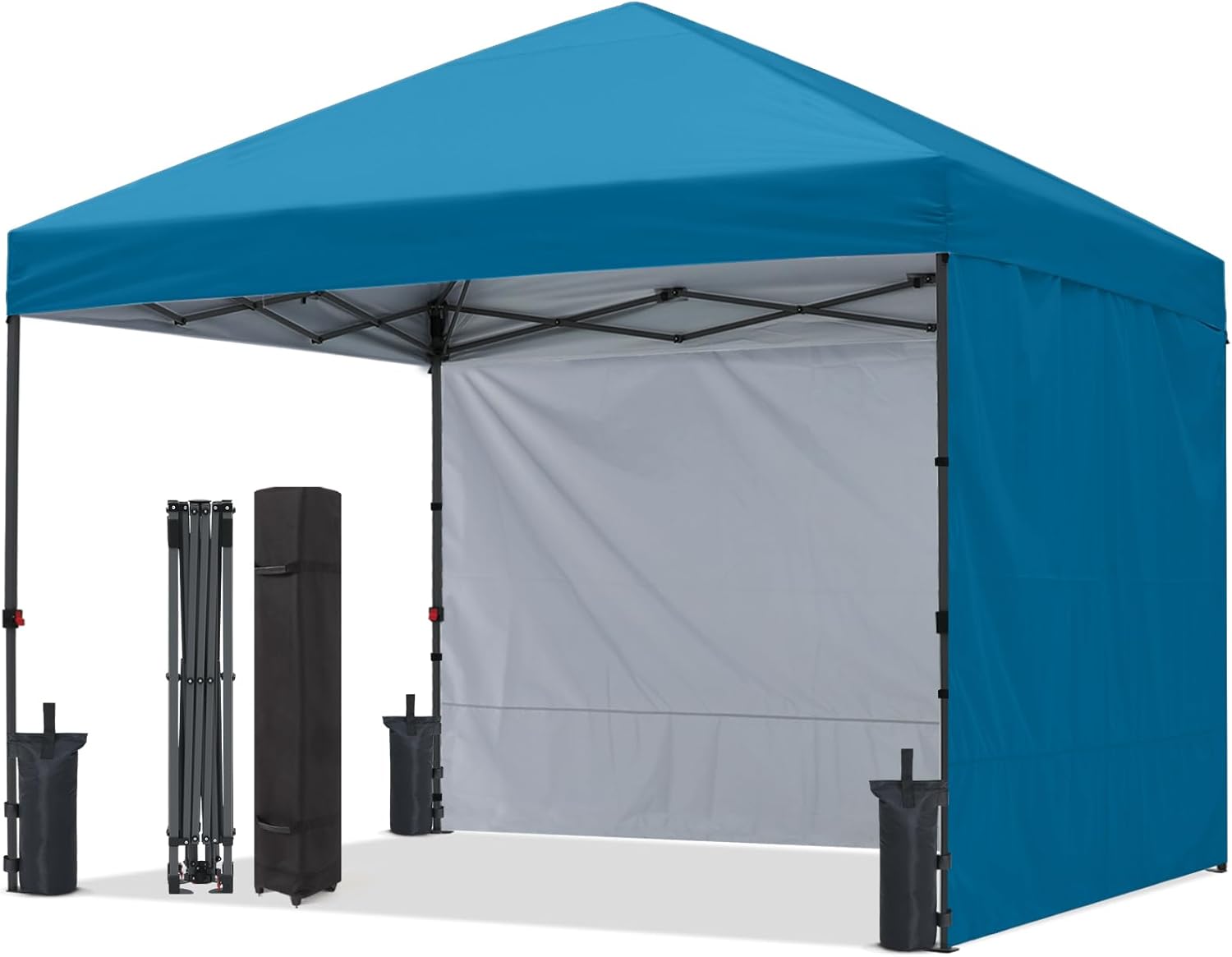 ABCCANOPY ワンタッチテント2.5m×2.5m /3.0m×3.0m サイドシート付 センターロック式 高さ 3 段階調整 耐水加工 UV カット 遮熱 日除け 強風対応 組立簡単 キャスターバッグ付属 アウトドア イベント用(3m / 2.5m)