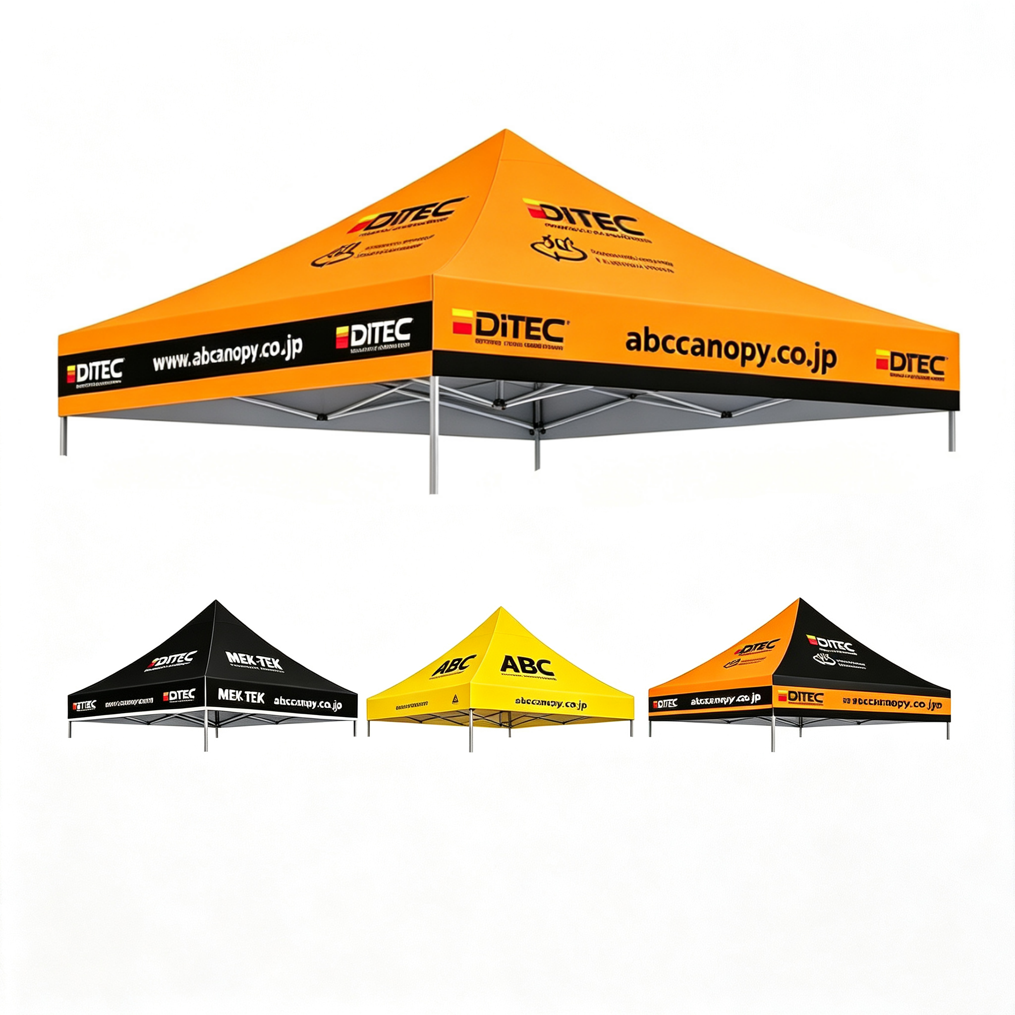 【名入りテント】ABCCANOPY ワンタッチタープテント2.5m/3m カスタムプリント テント UVカット 遮光 耐水加工 大型 簡易テント組立て簡単 持ち運び便利 【ロゴ・画像・イベント名等印刷可能】イベント・マーケット・学校・記念品(卒業/退団/優勝等)・寄贈用 カスタム大型テント 高品質防水 屋外用 【6ヶ月保証】2.5m 3m(屋根シートのみ)