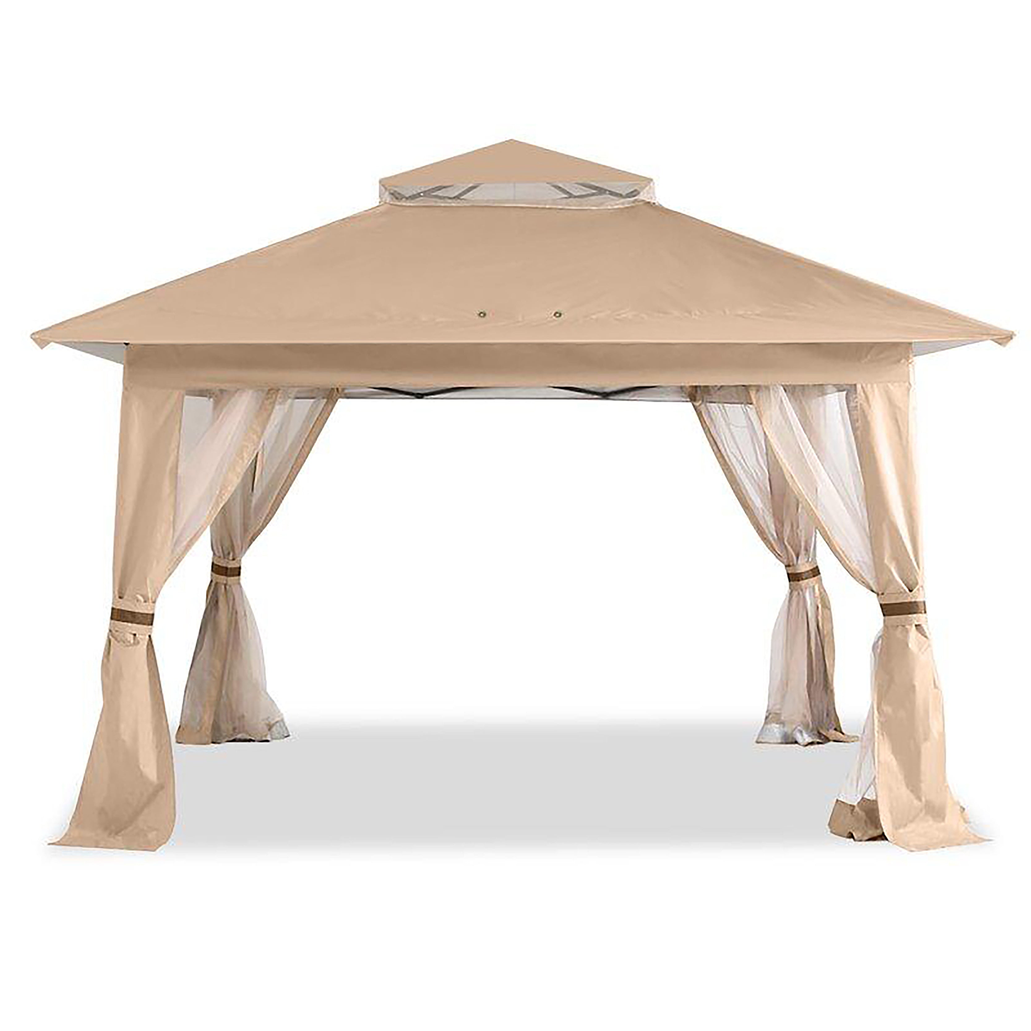 ABCCANOPY タープテント 大型 3m×3m|ワンタッチガーデンテント 8-10人用 蚊帳付き メッシュスクリーン 防虫テント UVカット 撥水・耐水 庭 日除け 虫除け対策 3段階調節 カ一キ