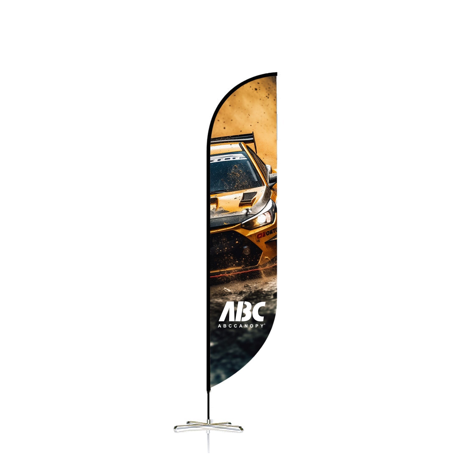 【名入りフラッグ】ABCCANOPY オリジナルカスタムフラッグ｜ロゴ・写真・テキストを印刷可能 屋外用広告バナー ポールキット付属 単面印刷対応 耐久性ポリエステル製 ビジネス・店舗・イベントプロモーションに最適 2.5M／3M（選べる2サイズ）｜立て看板 広告旗 カスタマイズOK ｜フェザーフラッグ｜羽根型｜刃型｜雫型｜長方形｜曲刃型（1枚）