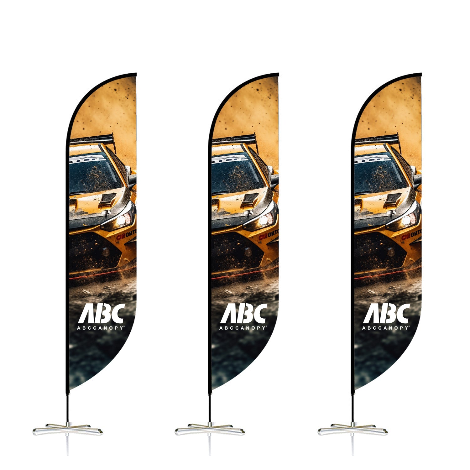 【名入りフラッグ】ABCCANOPY オリジナルカスタムフラッグ｜ロゴ・写真・テキストを印刷可能 屋外用広告バナー ポールキット付属 単面印刷対応 耐久性ポリエステル製 ビジネス・店舗・イベントプロモーションに最適 2.5M／3M（選べる2サイズ）｜立て看板 広告旗 カスタマイズOK ｜フェザーフラッグ｜羽根型｜刃型｜雫型｜長方形｜曲刃型（1枚）