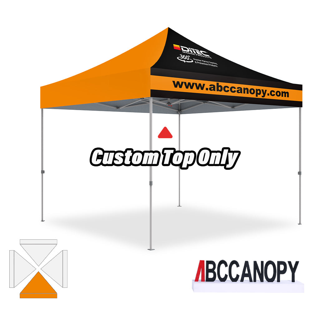 【名入りテント】ABCCANOPY ワンタッチタープテント2.5m/3m カスタムプリント テント UVカット 遮光 耐水加工 大型 簡易テント組立て簡単 持ち運び便利 【ロゴ・画像・イベント名等印刷可能】イベント・マーケット・学校・記念品（卒業/退団/優勝等）・寄贈用 カスタム大型テント 高品質防水 屋外用 【6ヶ月保証】2.5m 3m（屋根シートのみ）