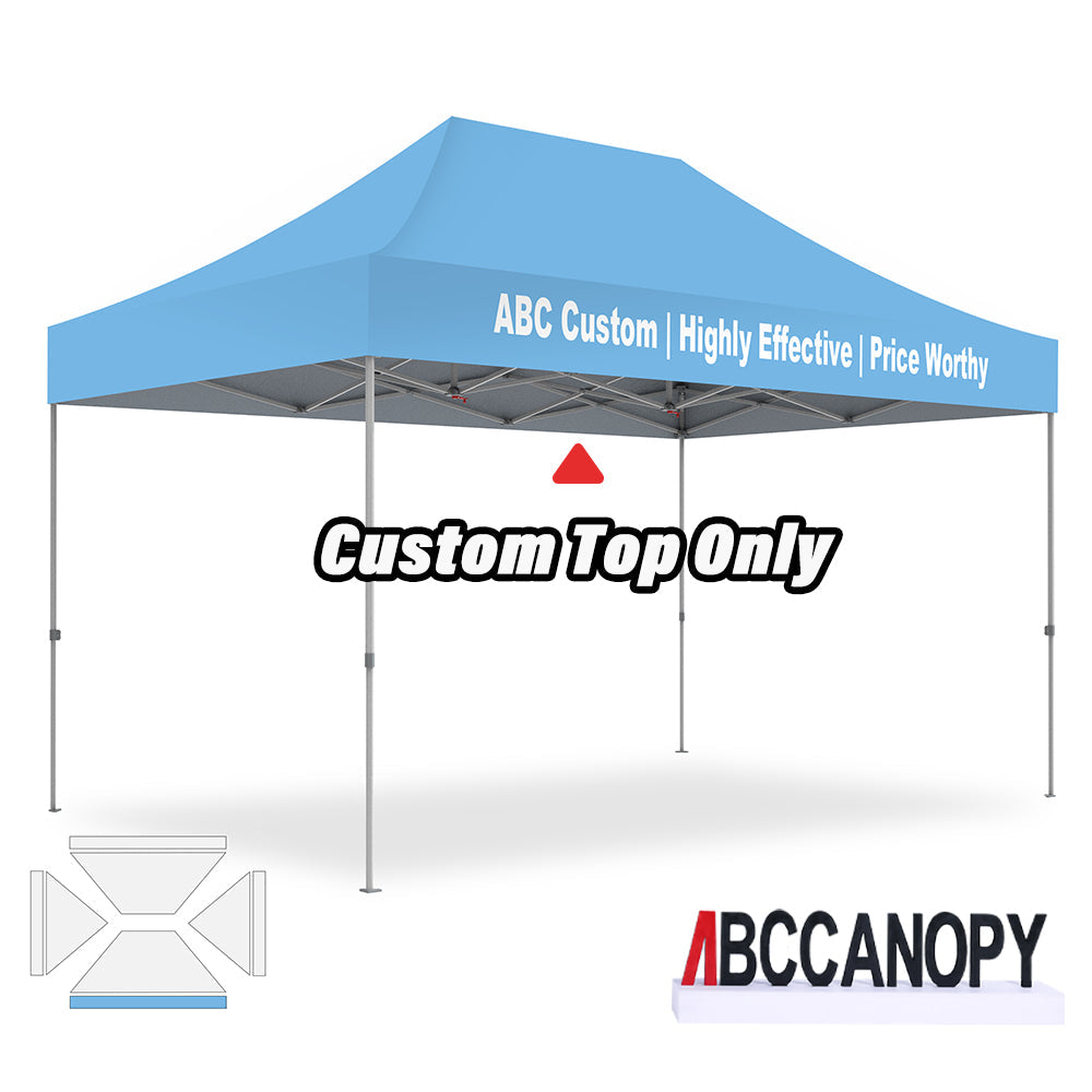 【名入りテント】ABCCANOPY ワンタッチタープテント2.5m/3m カスタムプリント テント UVカット 遮光 耐水加工 大型 簡易テント組立て簡単 持ち運び便利 【ロゴ・画像・イベント名等印刷可能】イベント・マーケット・学校・記念品（卒業/退団/優勝等）・寄贈用 カスタム大型テント 高品質防水 屋外用 【6ヶ月保証】2.5m 3m（屋根シートのみ）
