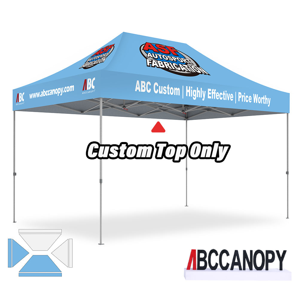 【名入りテント】ABCCANOPY ワンタッチタープテント2.5m/3m カスタムプリント テント UVカット 遮光 耐水加工 大型 簡易テント組立て簡単 持ち運び便利 【ロゴ・画像・イベント名等印刷可能】イベント・マーケット・学校・記念品（卒業/退団/優勝等）・寄贈用 カスタム大型テント 高品質防水 屋外用 【6ヶ月保証】2.5m 3m（屋根シートのみ）
