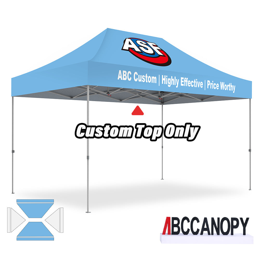 【名入りテント】ABCCANOPY ワンタッチタープテント2.5m/3m カスタムプリント テント UVカット 遮光 耐水加工 大型 簡易テント組立て簡単 持ち運び便利 【ロゴ・画像・イベント名等印刷可能】イベント・マーケット・学校・記念品（卒業/退団/優勝等）・寄贈用 カスタム大型テント 高品質防水 屋外用 【6ヶ月保証】2.5m 3m（屋根シートのみ）