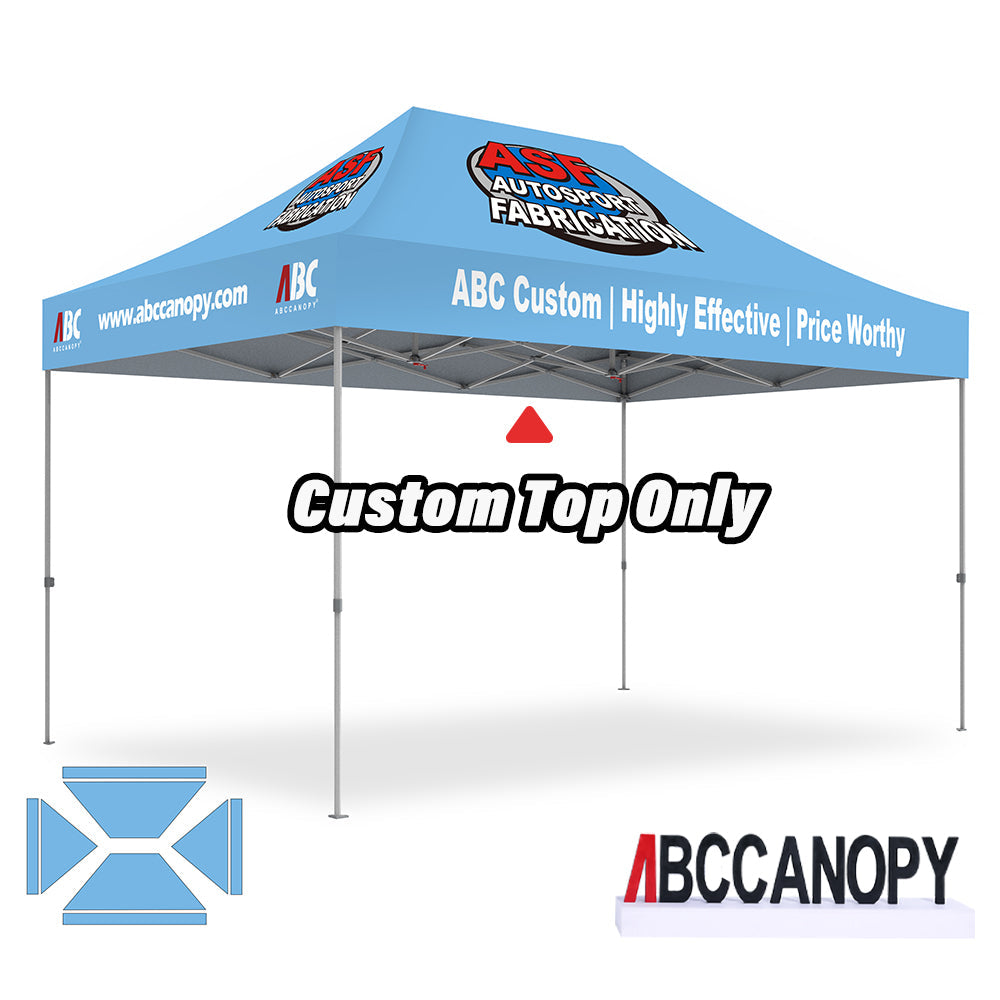 【名入りテント】ABCCANOPY ワンタッチタープテント2.5m/3m カスタムプリント テント UVカット 遮光 耐水加工 大型 簡易テント組立て簡単 持ち運び便利 【ロゴ・画像・イベント名等印刷可能】イベント・マーケット・学校・記念品（卒業/退団/優勝等）・寄贈用 カスタム大型テント 高品質防水 屋外用 【6ヶ月保証】2.5m 3m（屋根シートのみ）
