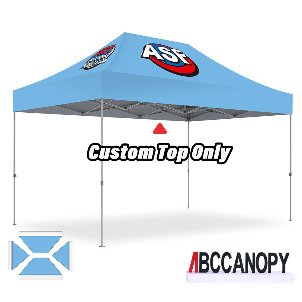 【名入りテント】ABCCANOPY ワンタッチタープテント2.5m/3m カスタムプリント テント UVカット 遮光 耐水加工 大型 簡易テント組立て簡単 持ち運び便利 【ロゴ・画像・イベント名等印刷可能】イベント・マーケット・学校・記念品（卒業/退団/優勝等）・寄贈用 カスタム大型テント 高品質防水 屋外用 【6ヶ月保証】2.5m 3m（屋根シートのみ）