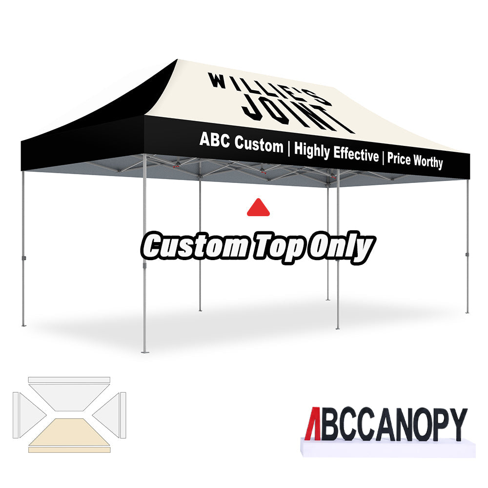 【名入りテント】ABCCANOPY ワンタッチタープテント2.5m/3m カスタムプリント テント UVカット 遮光 耐水加工 大型 簡易テント組立て簡単 持ち運び便利 【ロゴ・画像・イベント名等印刷可能】イベント・マーケット・学校・記念品（卒業/退団/優勝等）・寄贈用 カスタム大型テント 高品質防水 屋外用 【6ヶ月保証】2.5m 3m（屋根シートのみ）