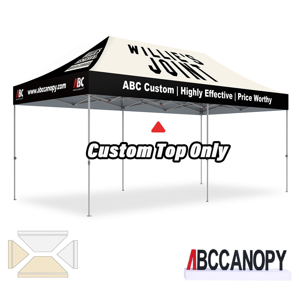 【名入りテント】ABCCANOPY ワンタッチタープテント2.5m/3m カスタムプリント テント UVカット 遮光 耐水加工 大型 簡易テント組立て簡単 持ち運び便利 【ロゴ・画像・イベント名等印刷可能】イベント・マーケット・学校・記念品（卒業/退団/優勝等）・寄贈用 カスタム大型テント 高品質防水 屋外用 【6ヶ月保証】2.5m 3m（屋根シートのみ）