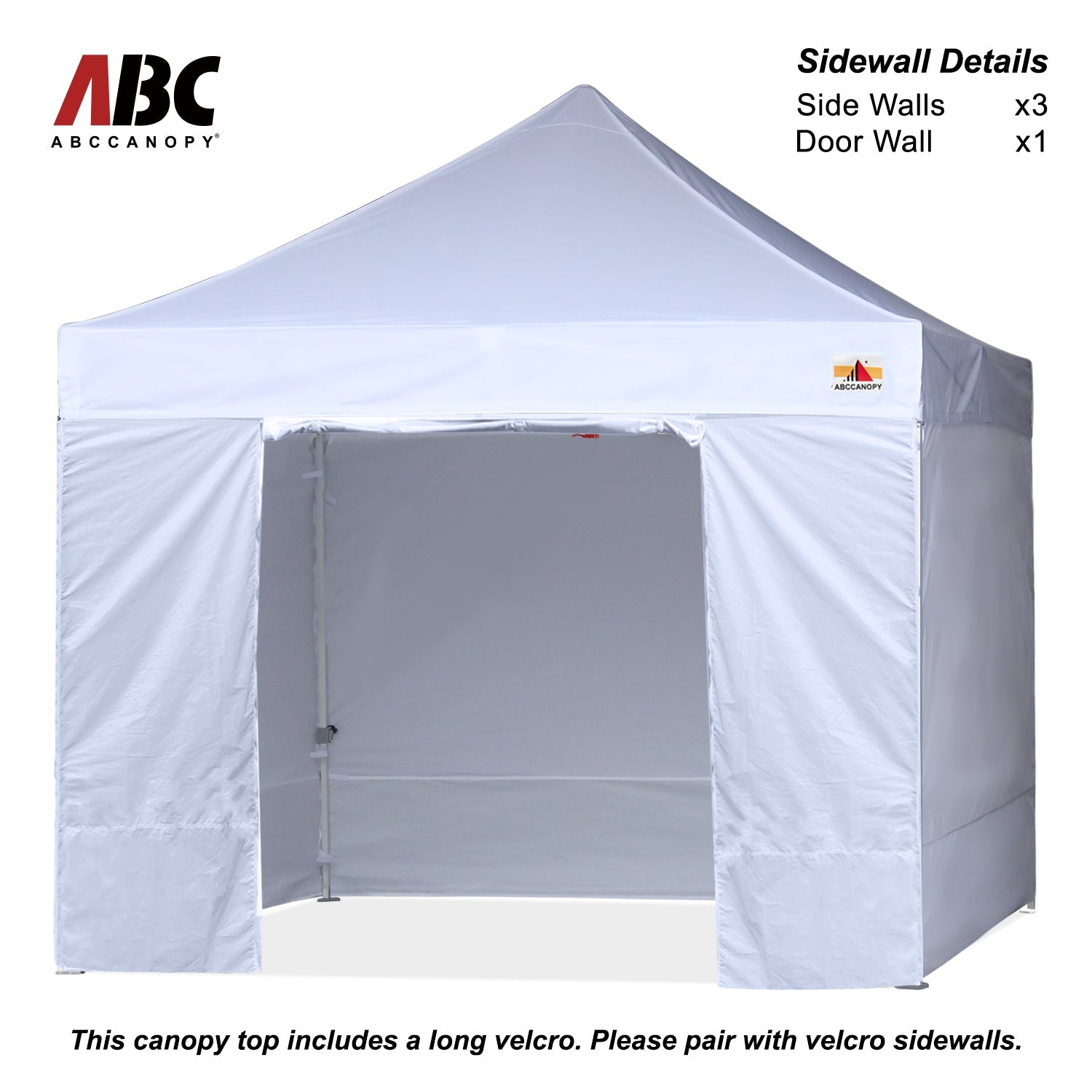 ABCCANOPY タープテント 2.5mx2.5m/3mx3m 屋根用ポール付き 横幕4枚（サイドシート3枚 ドアシート1枚付き） ファスナーで連結 大型テント 3段階調節 キャスターバッグ付き 高強度 商用テント