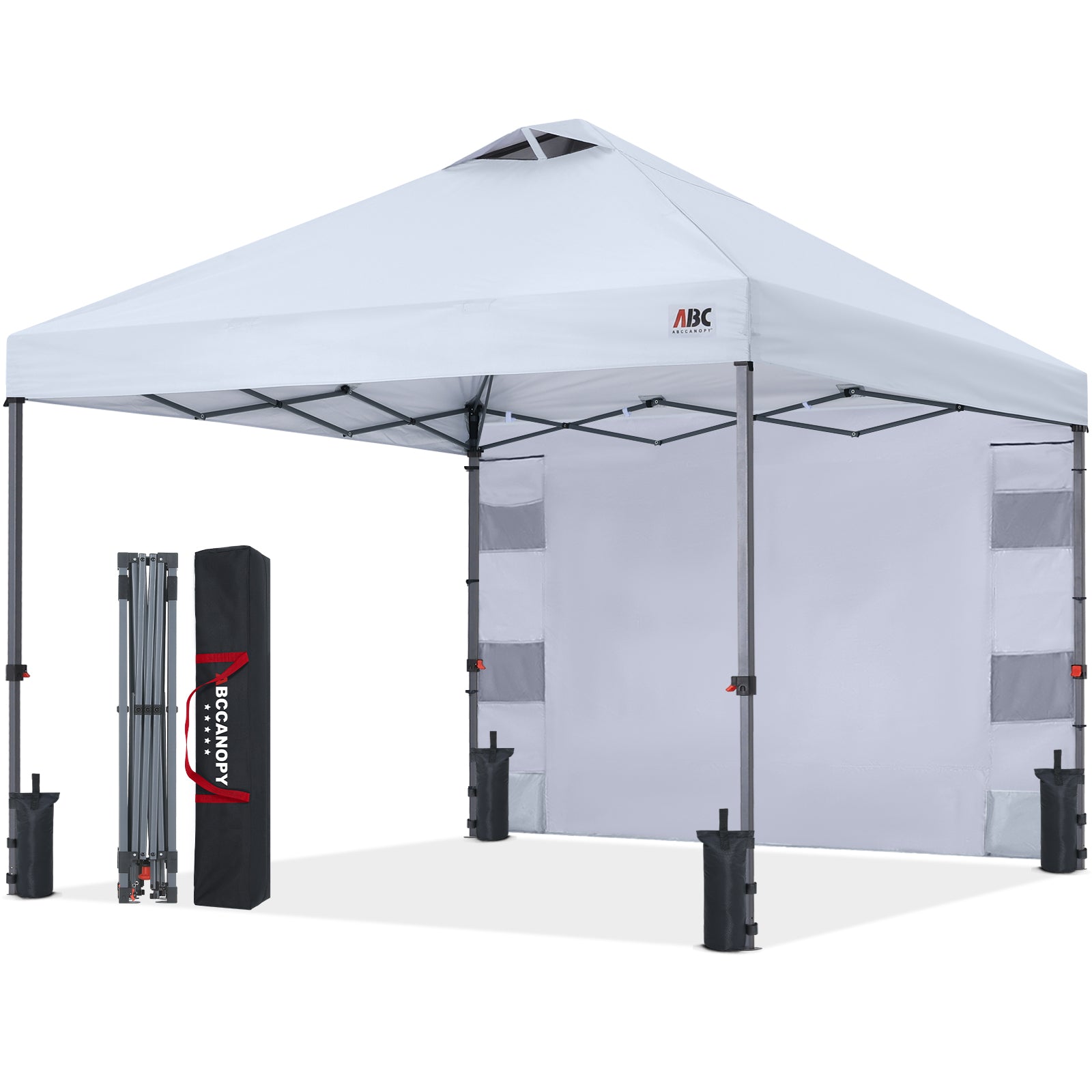ABCCANOPY ワンタッチ タープテント 3m×3m 2m×2m 組み立て簡単 大型 センターロック 風抜けベンチレーション スチールフレーム 4段階調節 ボタン式 UVカット遮熱シルバーコーティング センターロック 収納バッグ・ペグ・ロープ・砂袋4個付 組み立て簡単 耐水加工 遮光 夏 日除け キャンプ アウトドア イベント 運動会用 豊富なカラーバリエーション