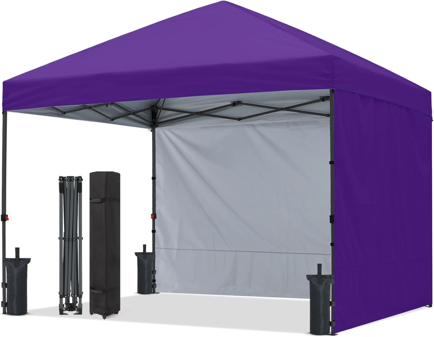 ABCCANOPY ワンタッチテント2.5m×2.5m /3.0m×3.0m サイドシート付 センターロック式 高さ 3 段階調整 耐水加工 UV カット 遮熱 日除け 強風対応 組立簡単 キャスターバッグ付属 アウトドア イベント用（3m / 2.5m）