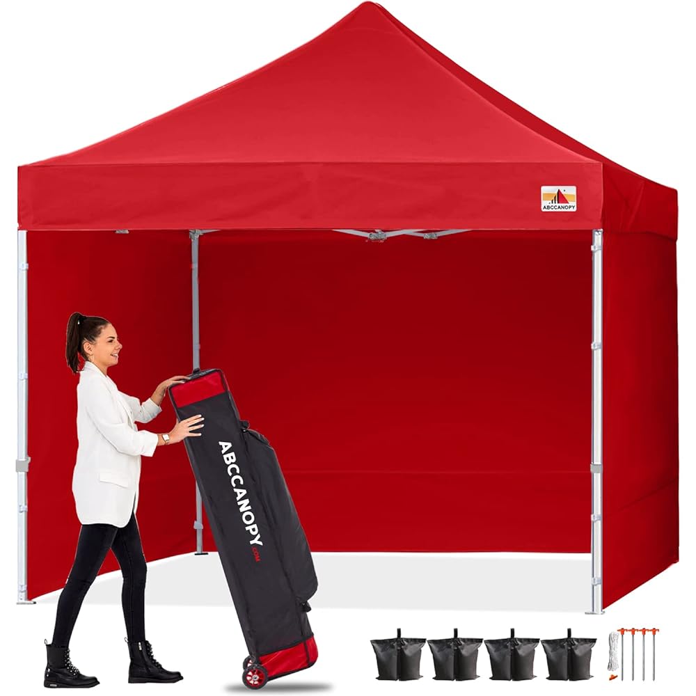 ABCCANOPY タープテント 2.5mx2.5m/3mx3m 屋根用ポール付き 横幕4枚（サイドシート3枚 ドアシート1枚付き） ファスナーで連結 大型テント 3段階調節 キャスターバッグ付き 高強度 商用テント