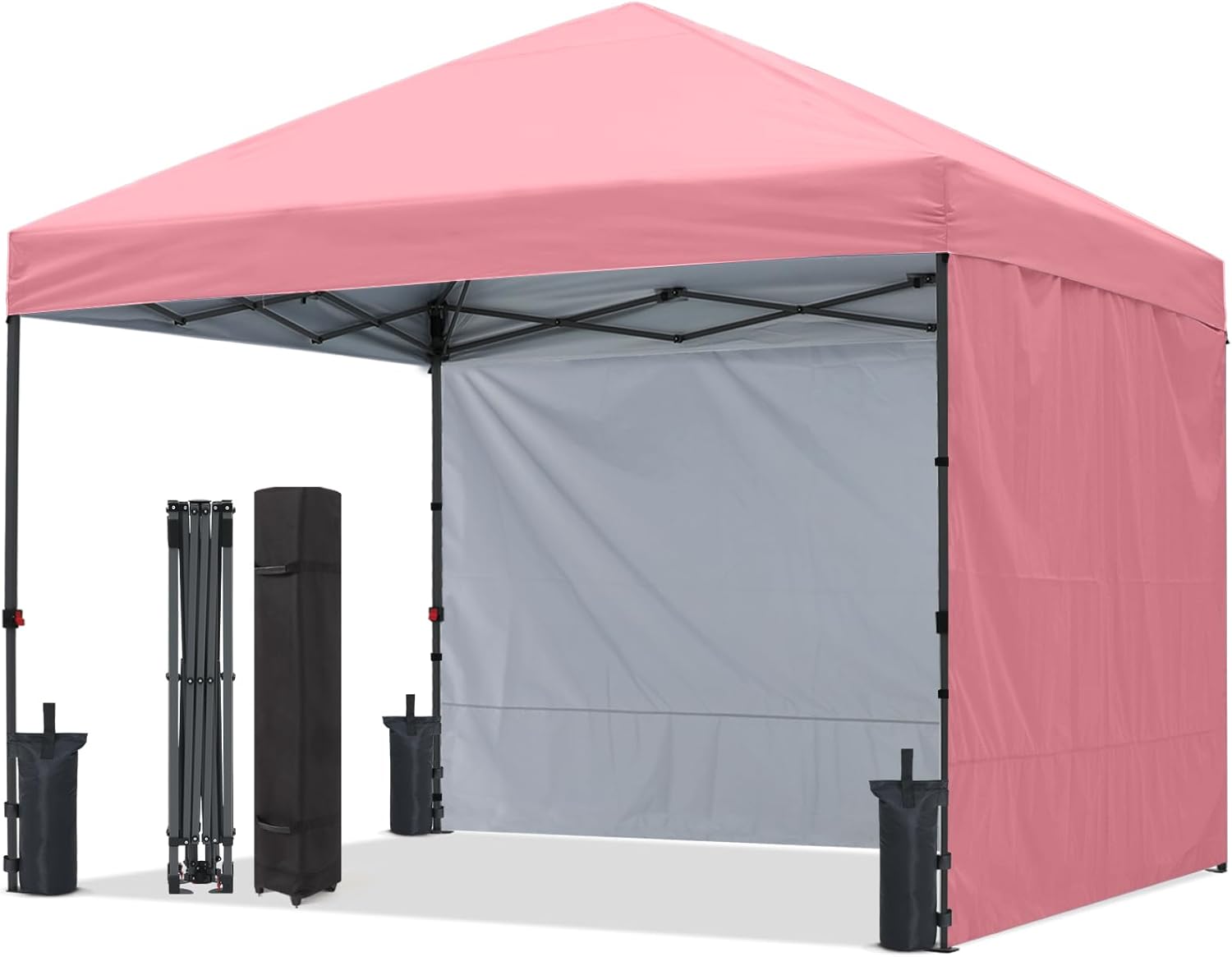 ABCCANOPY ワンタッチテント2.5m×2.5m /3.0m×3.0m サイドシート付 センターロック式 高さ 3 段階調整 耐水加工 UV カット 遮熱 日除け 強風対応 組立簡単 キャスターバッグ付属 アウトドア イベント用（3m / 2.5m）