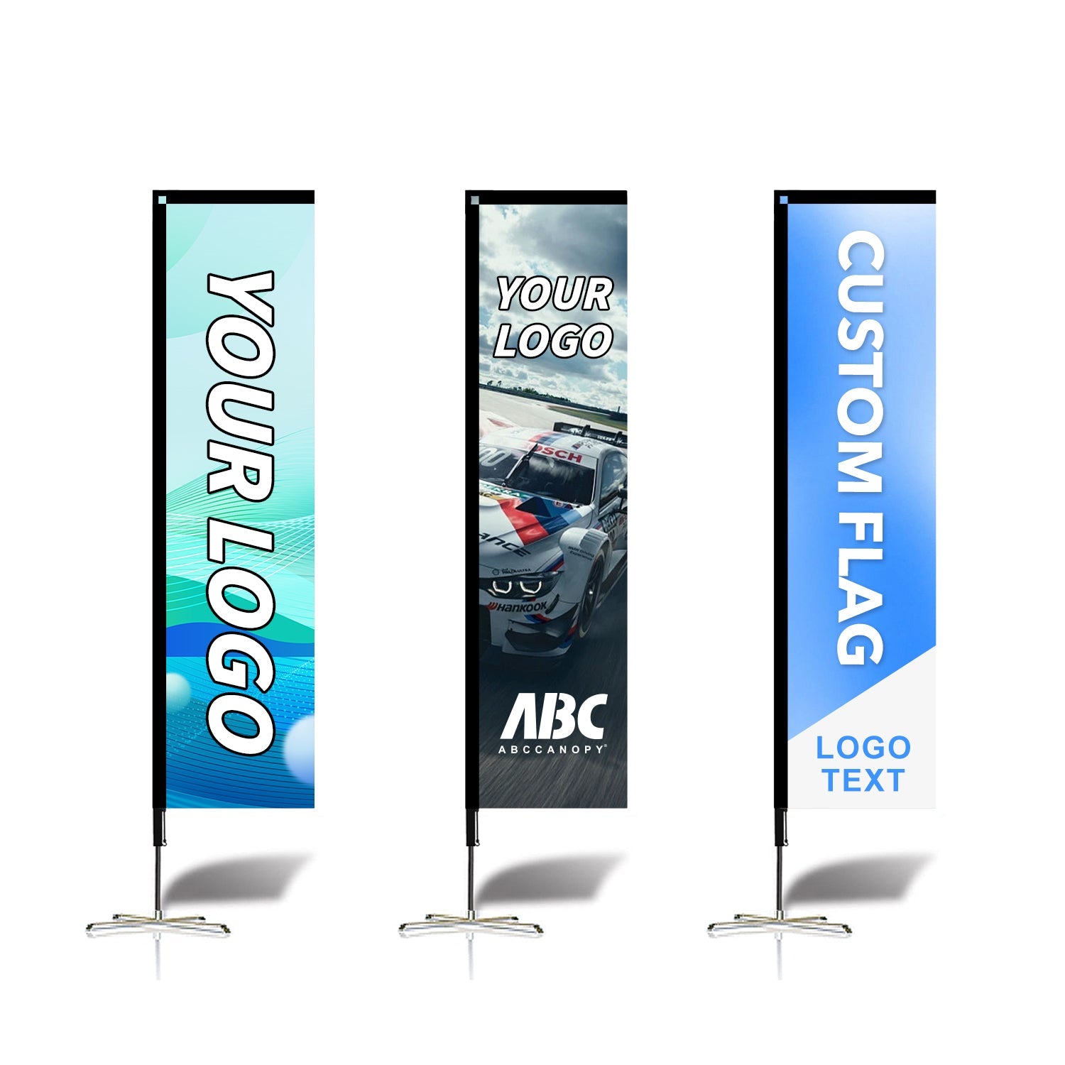 【名入りフラッグ】ABCCANOPY オリジナルカスタムフラッグ｜ロゴ・写真・テキストを印刷可能 屋外用広告バナー ポールキット付属 単面印刷対応 耐久性ポリエステル製 ビジネス・店舗・イベントプロモーションに最適 2.5M／3M（選べる2サイズ）｜立て看板 広告旗 カスタマイズOK ｜フェザーフラッグ｜羽根型｜刃型｜雫型｜長方形｜曲刃型（1枚）
