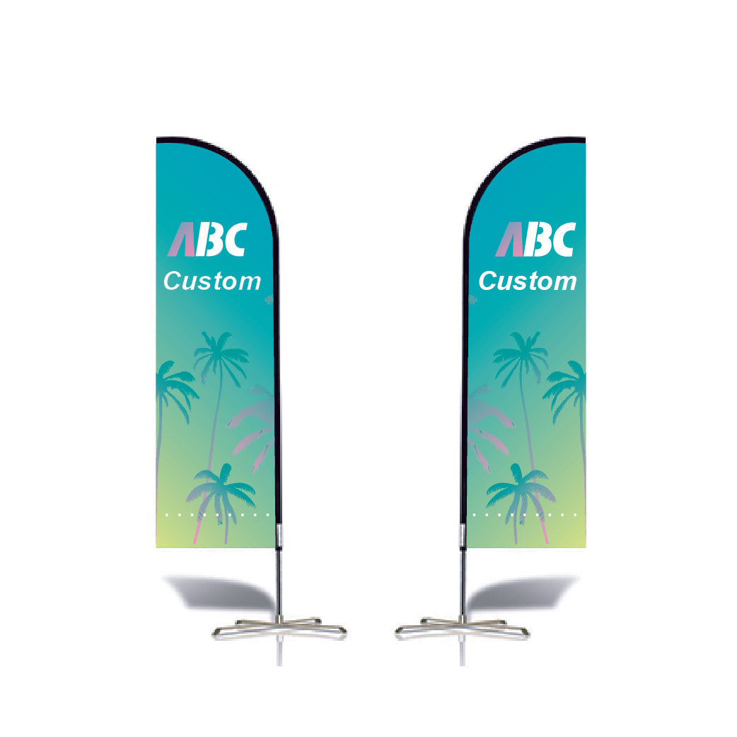【名入りフラッグ】ABCCANOPY オリジナルカスタムフラッグ｜ロゴ・写真・テキストを印刷可能 屋外用広告バナー ポールキット付属 単面印刷対応 耐久性ポリエステル製 ビジネス・店舗・イベントプロモーションに最適 2.5M／3M（選べる2サイズ）｜立て看板 広告旗 カスタマイズOK ｜フェザーフラッグ｜羽根型｜刃型｜雫型｜長方形｜曲刃型（1枚）