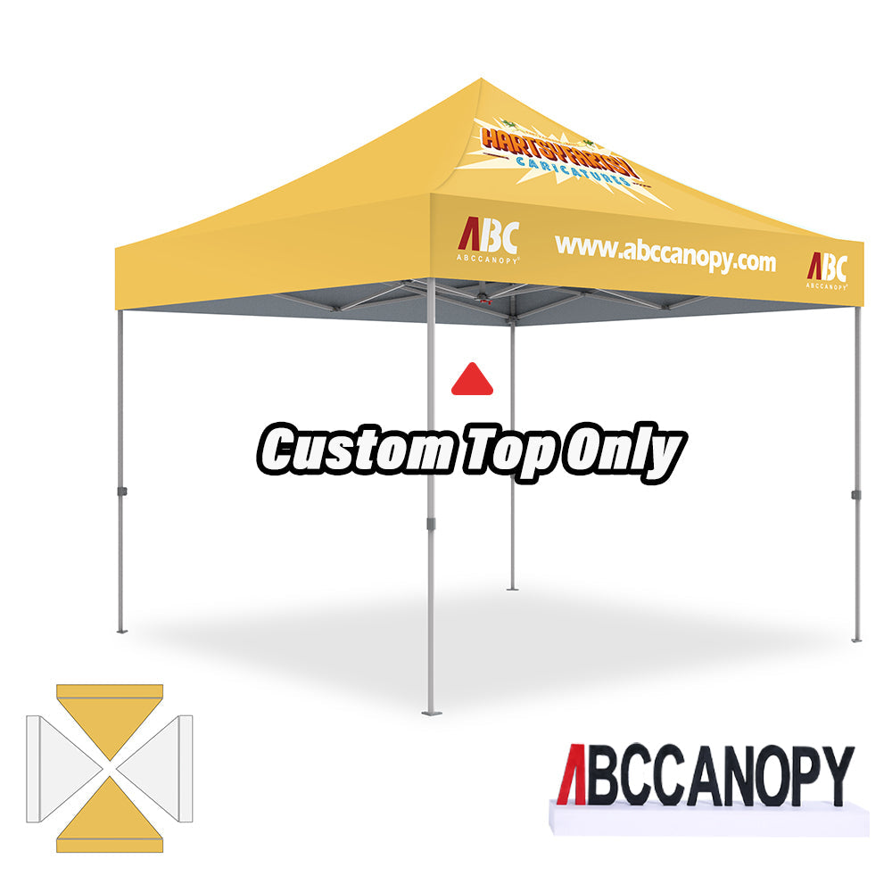 【名入りテント】ABCCANOPY ワンタッチタープテント2.5m/3m カスタムプリント テント UVカット 遮光 耐水加工 大型 簡易テント組立て簡単 持ち運び便利 【ロゴ・画像・イベント名等印刷可能】イベント・マーケット・学校・記念品（卒業/退団/優勝等）・寄贈用 カスタム大型テント 高品質防水 屋外用 【6ヶ月保証】2.5m 3m（屋根シートのみ）