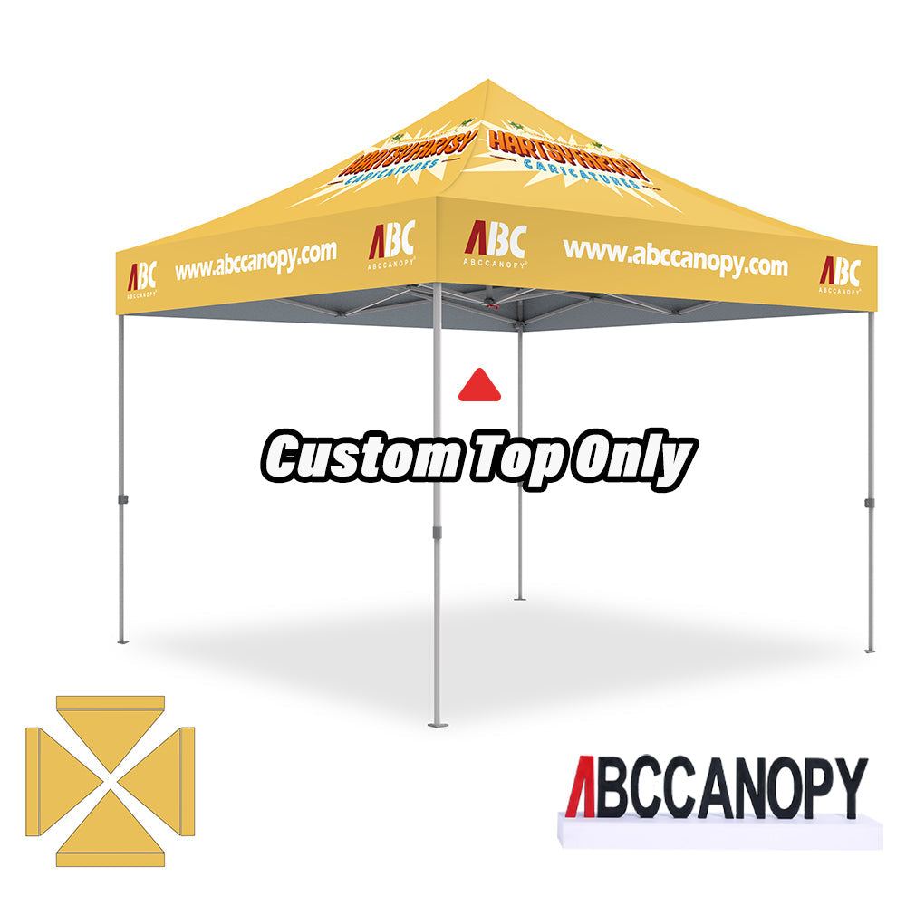 【名入りテント】ABCCANOPY ワンタッチタープテント2.5m/3m カスタムプリント テント UVカット 遮光 耐水加工 大型 簡易テント組立て簡単 持ち運び便利 【ロゴ・画像・イベント名等印刷可能】イベント・マーケット・学校・記念品（卒業/退団/優勝等）・寄贈用 カスタム大型テント 高品質防水 屋外用 【6ヶ月保証】2.5m 3m（屋根シートのみ）