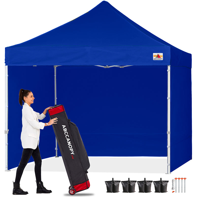 ABCCANOPY タープテント 2.5mx2.5m/3mx3m 屋根用ポール付き 横幕4枚（サイドシート3枚 ドアシート1枚付き） ファスナーで連結 大型テント 3段階調節 キャスターバッグ付き 高強度 商用テント