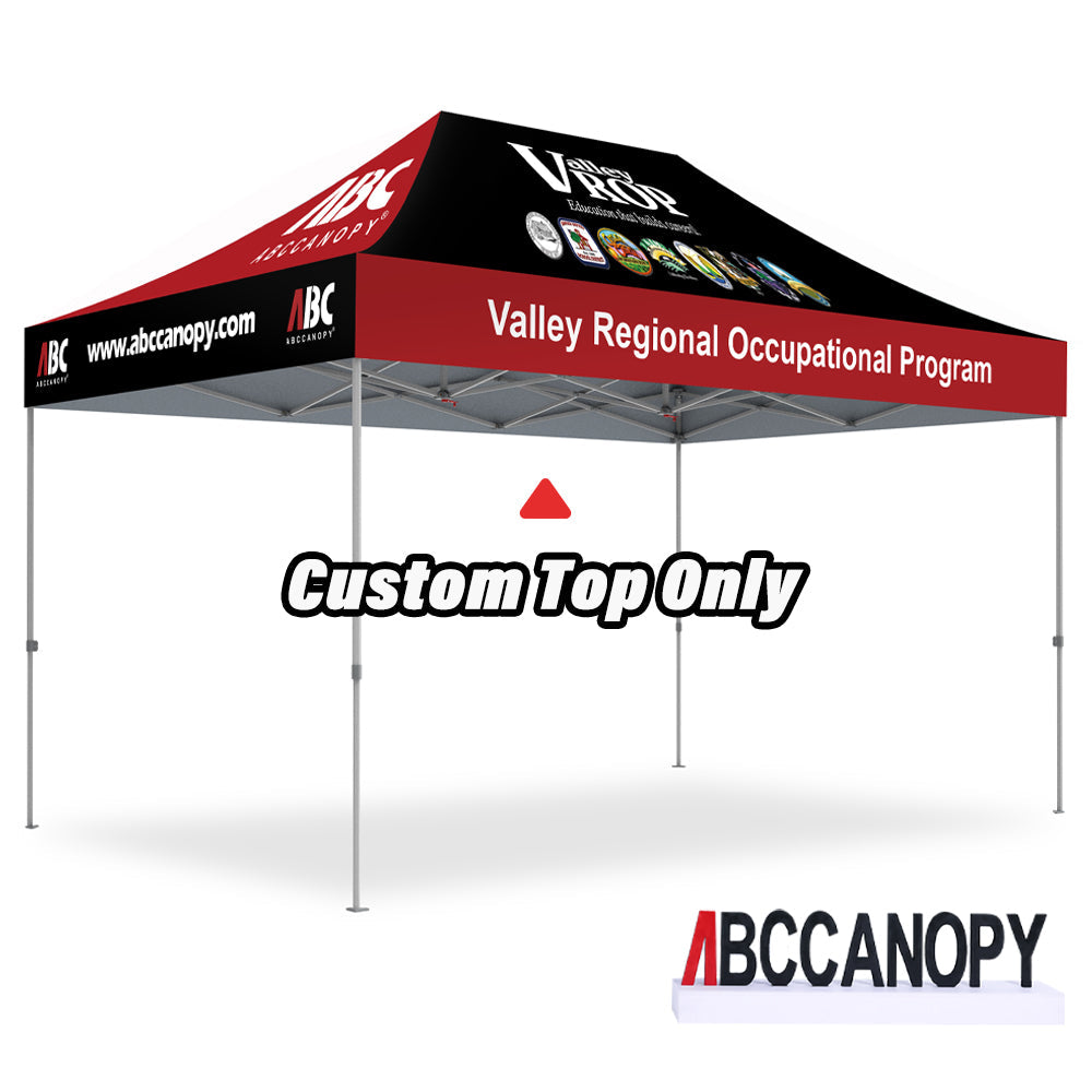【名入りテント】ABCCANOPY ワンタッチタープテント2.5m/3m カスタムプリント テント UVカット 遮光 耐水加工 大型 簡易テント組立て簡単 持ち運び便利 【ロゴ・画像・イベント名等印刷可能】イベント・マーケット・学校・記念品（卒業/退団/優勝等）・寄贈用 カスタム大型テント 高品質防水 屋外用 【6ヶ月保証】2.5m 3m（屋根シートのみ）