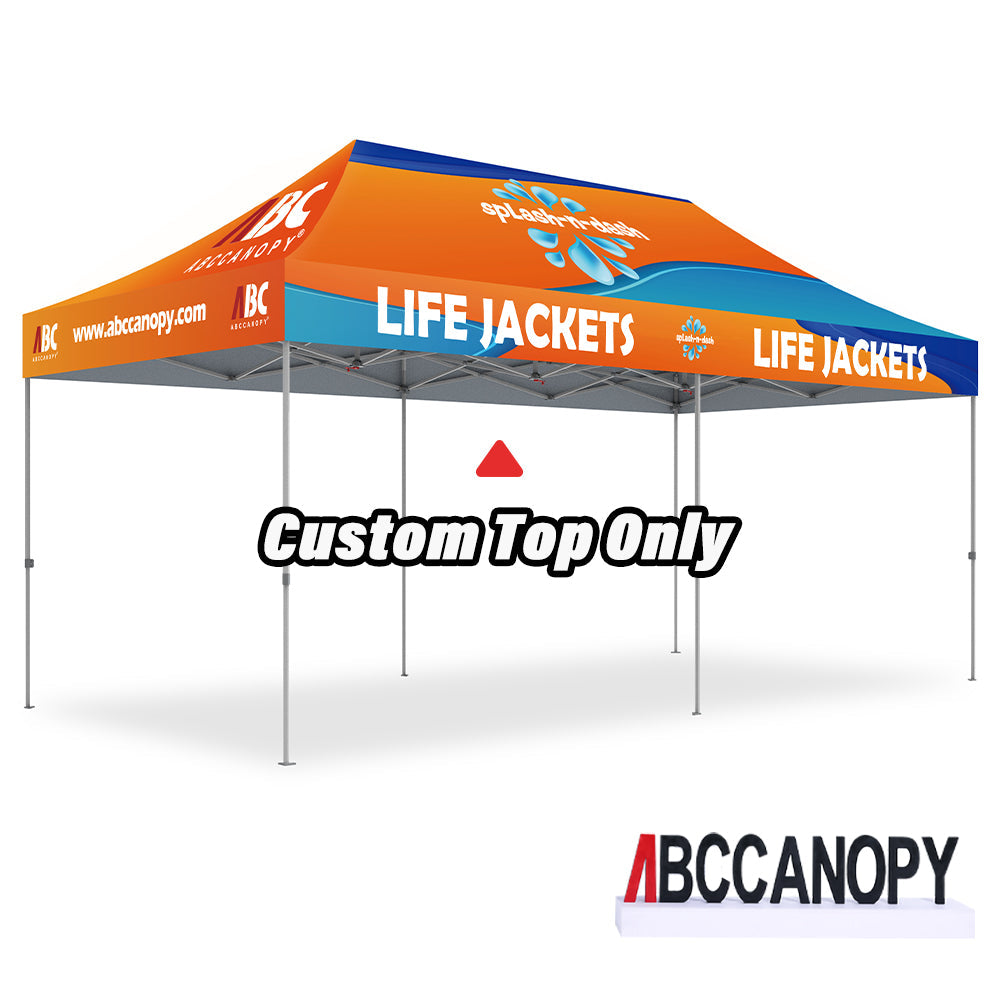 【名入りテント】ABCCANOPY ワンタッチタープテント2.5m/3m カスタムプリント テント UVカット 遮光 耐水加工 大型 簡易テント組立て簡単 持ち運び便利 【ロゴ・画像・イベント名等印刷可能】イベント・マーケット・学校・記念品（卒業/退団/優勝等）・寄贈用 カスタム大型テント 高品質防水 屋外用 【6ヶ月保証】2.5m 3m（屋根シートのみ）