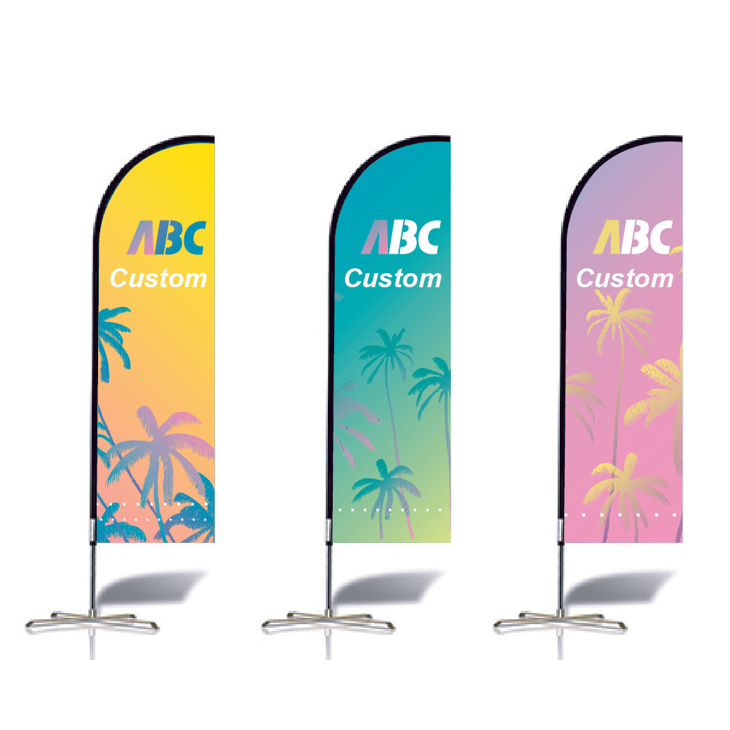 【名入りフラッグ】ABCCANOPY オリジナルカスタムフラッグ｜ロゴ・写真・テキストを印刷可能 屋外用広告バナー ポールキット付属 単面印刷対応 耐久性ポリエステル製 ビジネス・店舗・イベントプロモーションに最適 2.5M／3M（選べる2サイズ）｜立て看板 広告旗 カスタマイズOK ｜フェザーフラッグ｜羽根型｜刃型｜雫型｜長方形｜曲刃型（1枚）