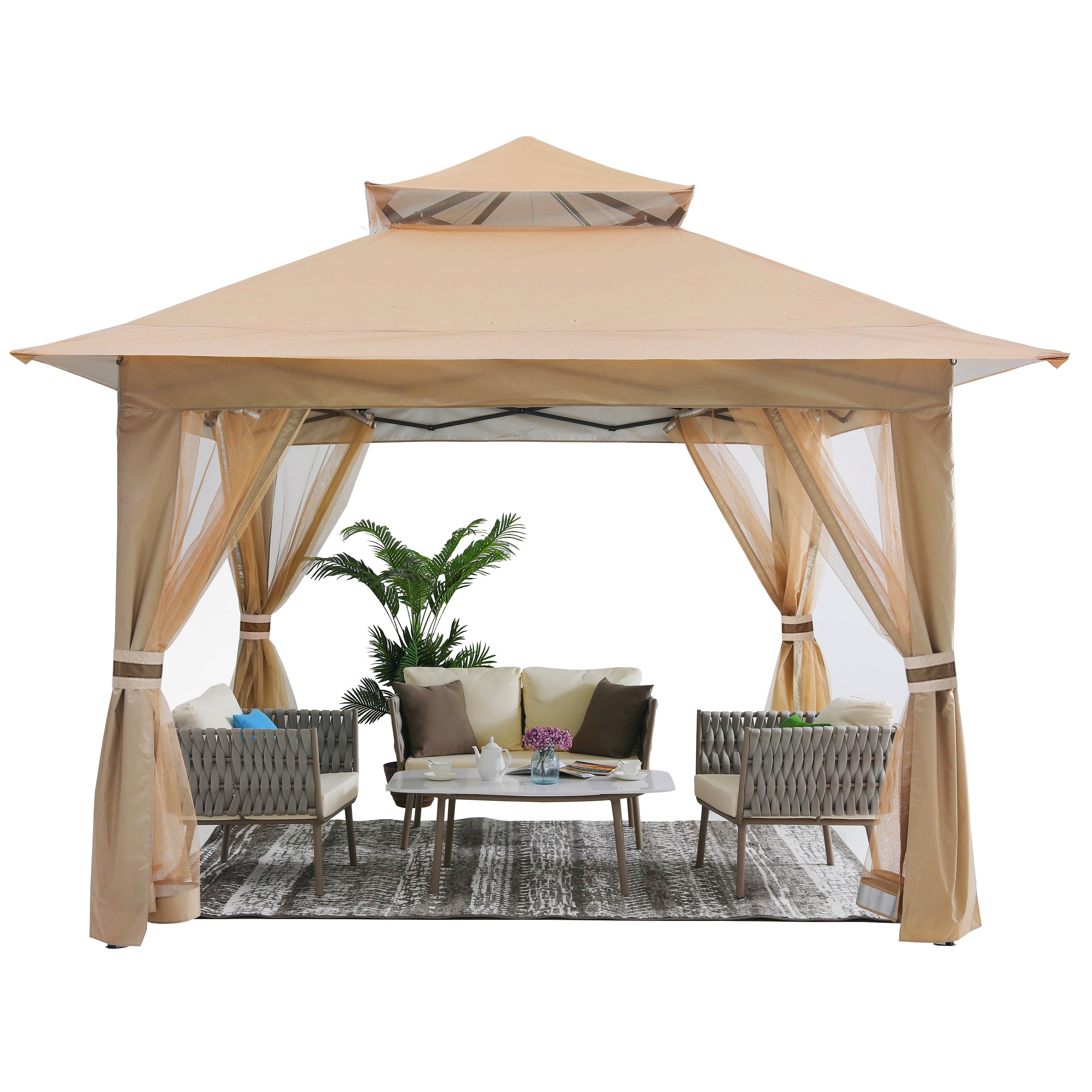 ABCCANOPY 大型ワンタッチタープテント 4m | 蚊帳付きメッシュ