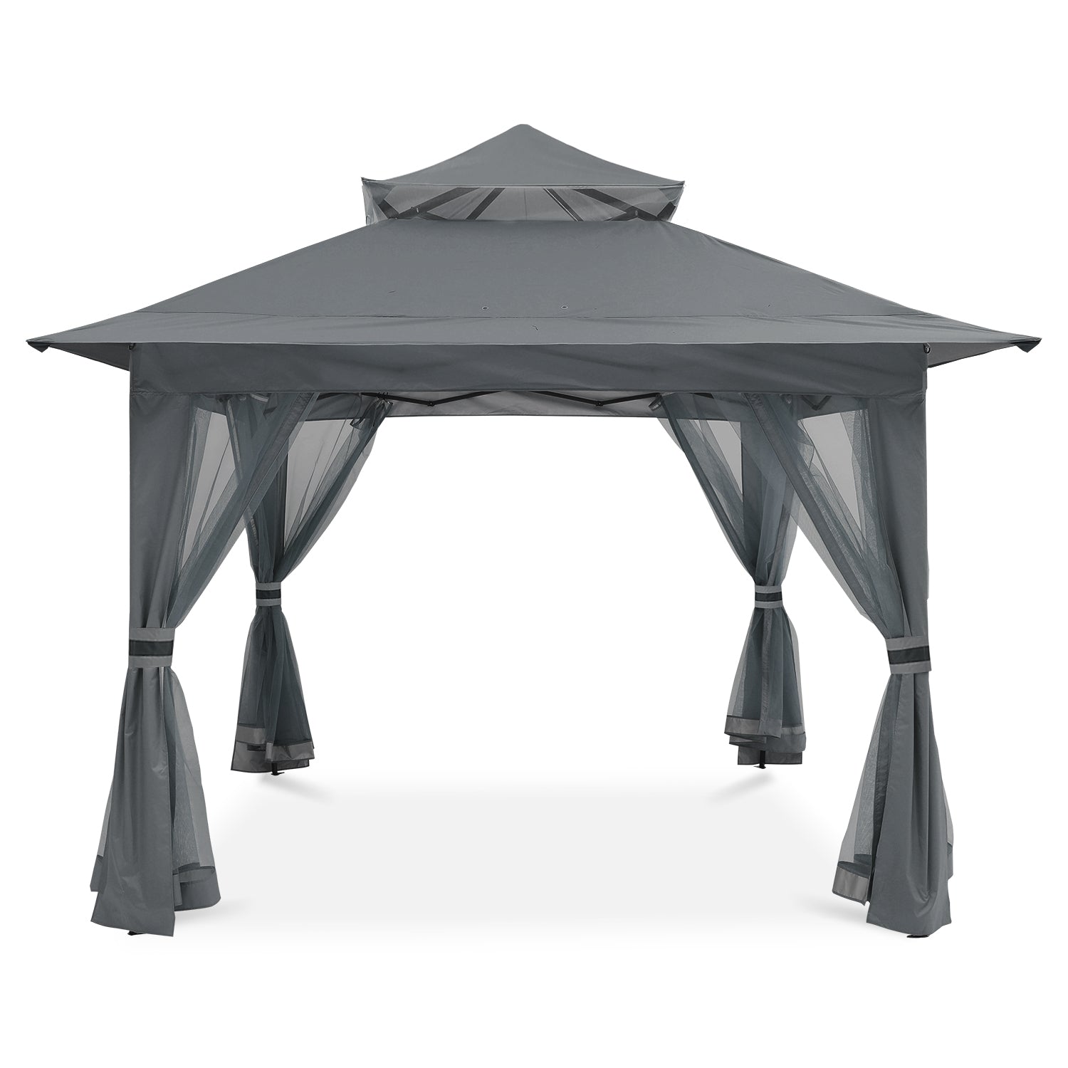 ABCCANOPY タープテント 大型 3m×3m｜ワンタッチガーデンテント 8-10人用 蚊帳付き メッシュスクリーン 防虫テント UVカット 撥水・耐水 庭 日除け 虫除け対策 3段階調節 グリーン