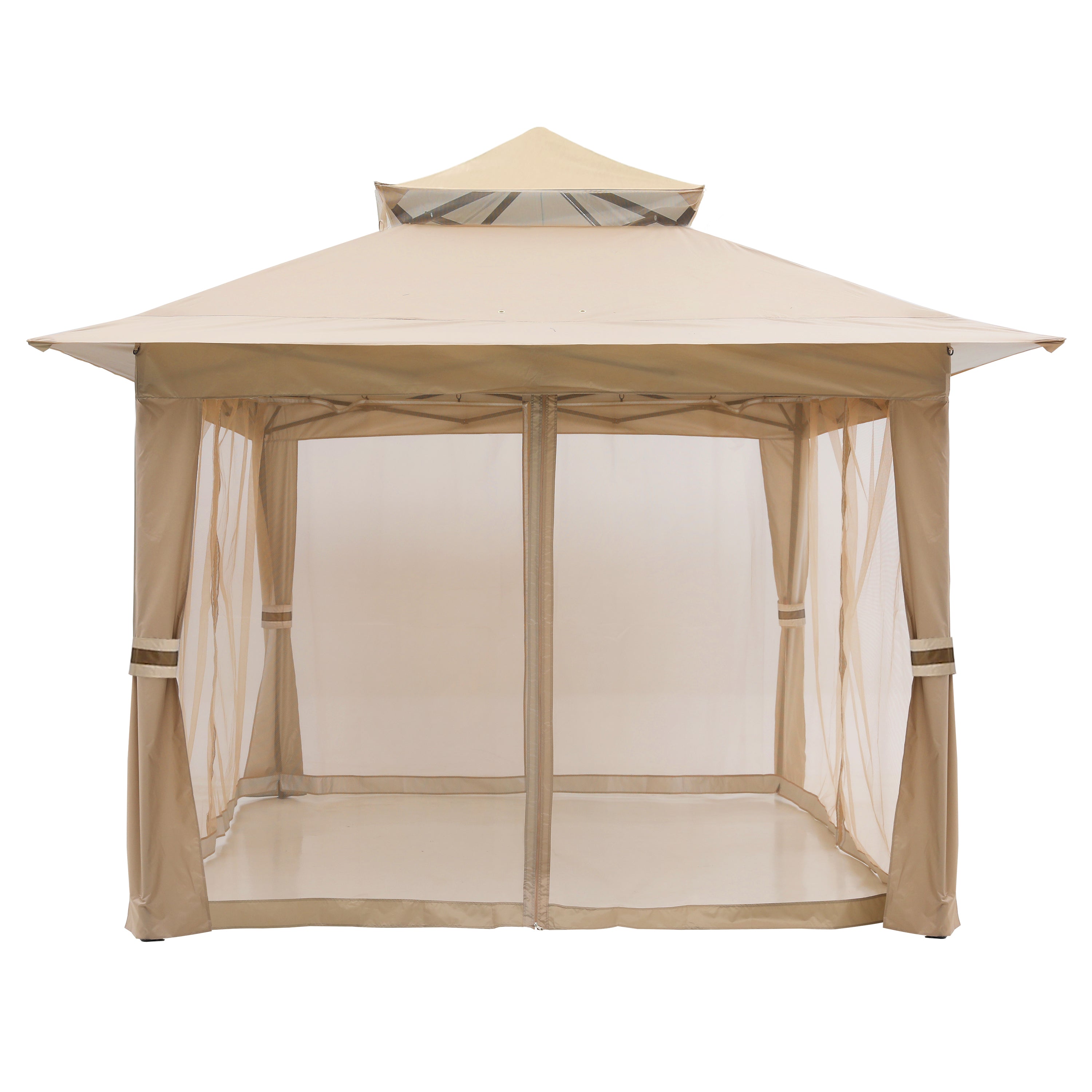 ABCCANOPY タープテント 大型 3m×3m｜ワンタッチガーデンテント 8-10人用 蚊帳付き メッシュスクリーン 防虫テント UVカット 撥水・耐水 庭 日除け 虫除け対策 3段階調節 カ一キ