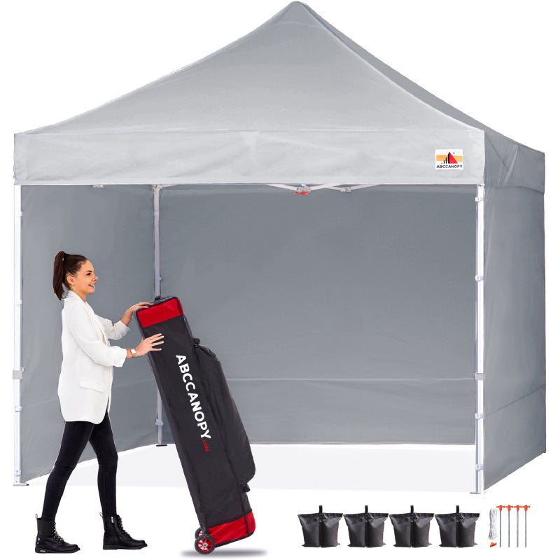 ABCCANOPY タープテント 2.5mx2.5m/3mx3m 屋根用ポール付き 横幕4枚（サイドシート3枚 ドアシート1枚付き） ファスナーで連結 大型テント 3段階調節 キャスターバッグ付き 高強度 商用テント