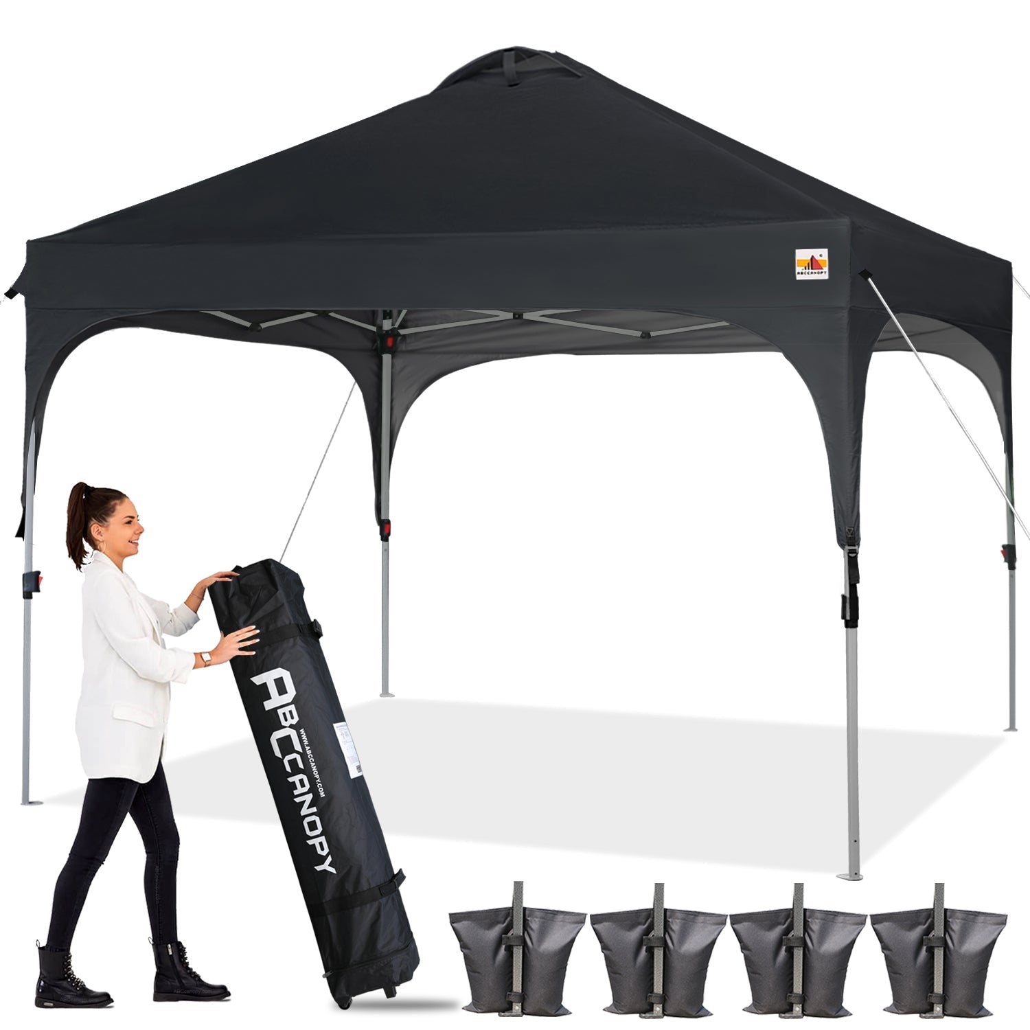 ABCCANOPY ワンタッチテント 大型 約2.5m×2.5m/ 約3m×3mキャンプ ビーチ 裏庭用 3段階調節 天井ベンチレーション付き 高耐水圧 遮熱 UVカット キャスターバッグ付き 付属品完備 ピンク